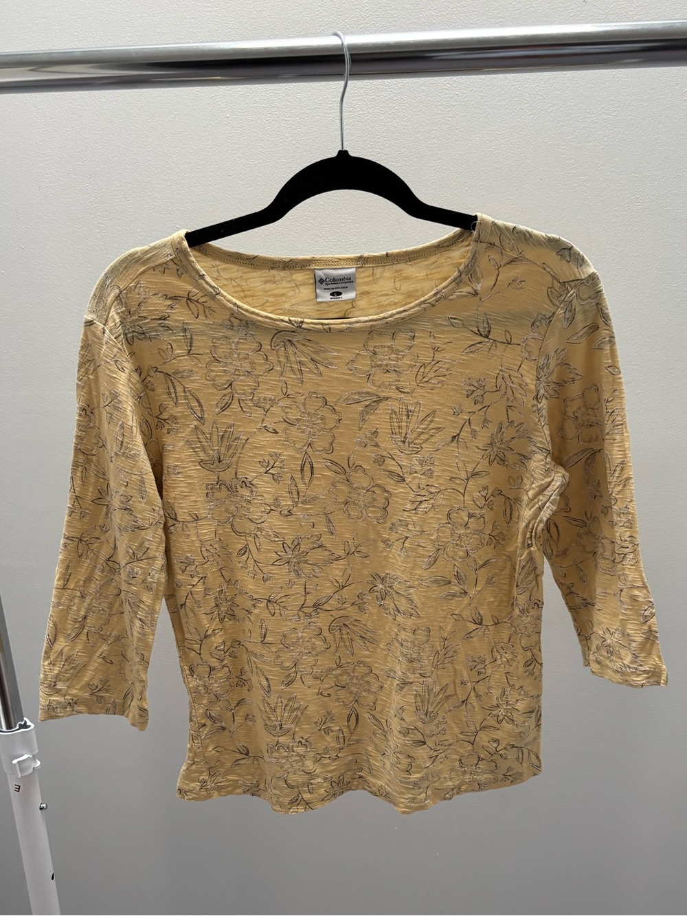 Columbia Women's Yellow Textured 3/4 Sleeve Top